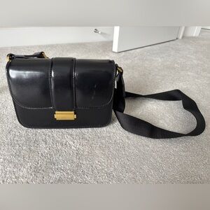 Mango Black Leather Crossbody Bag
